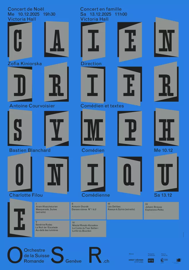 Affiche du concert Le Calendrier symphonique de l’OSR, saison 2025-26